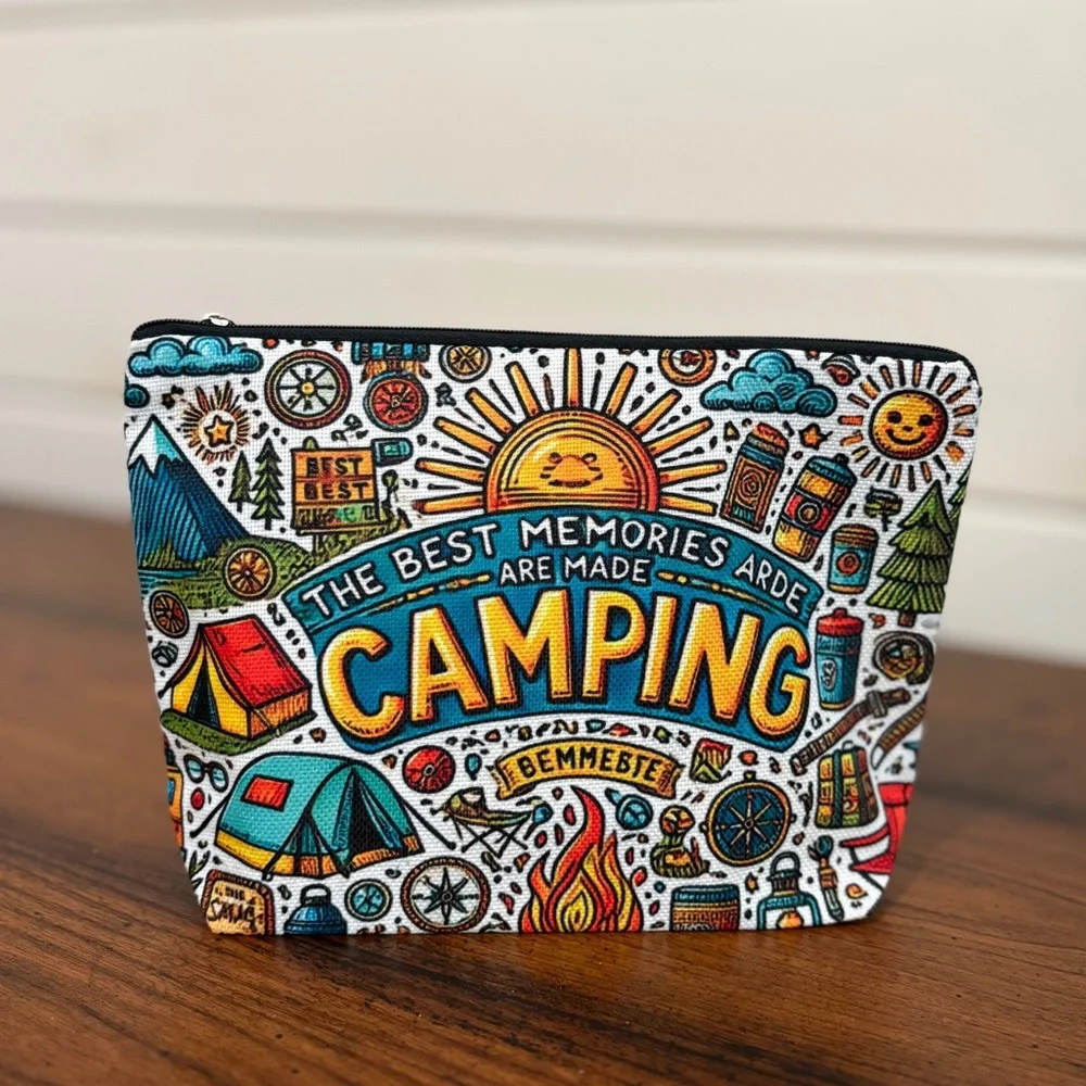 🟢 FREE WITH ANY PURCHASE OVER $10. Camping Theme Makeup Bag